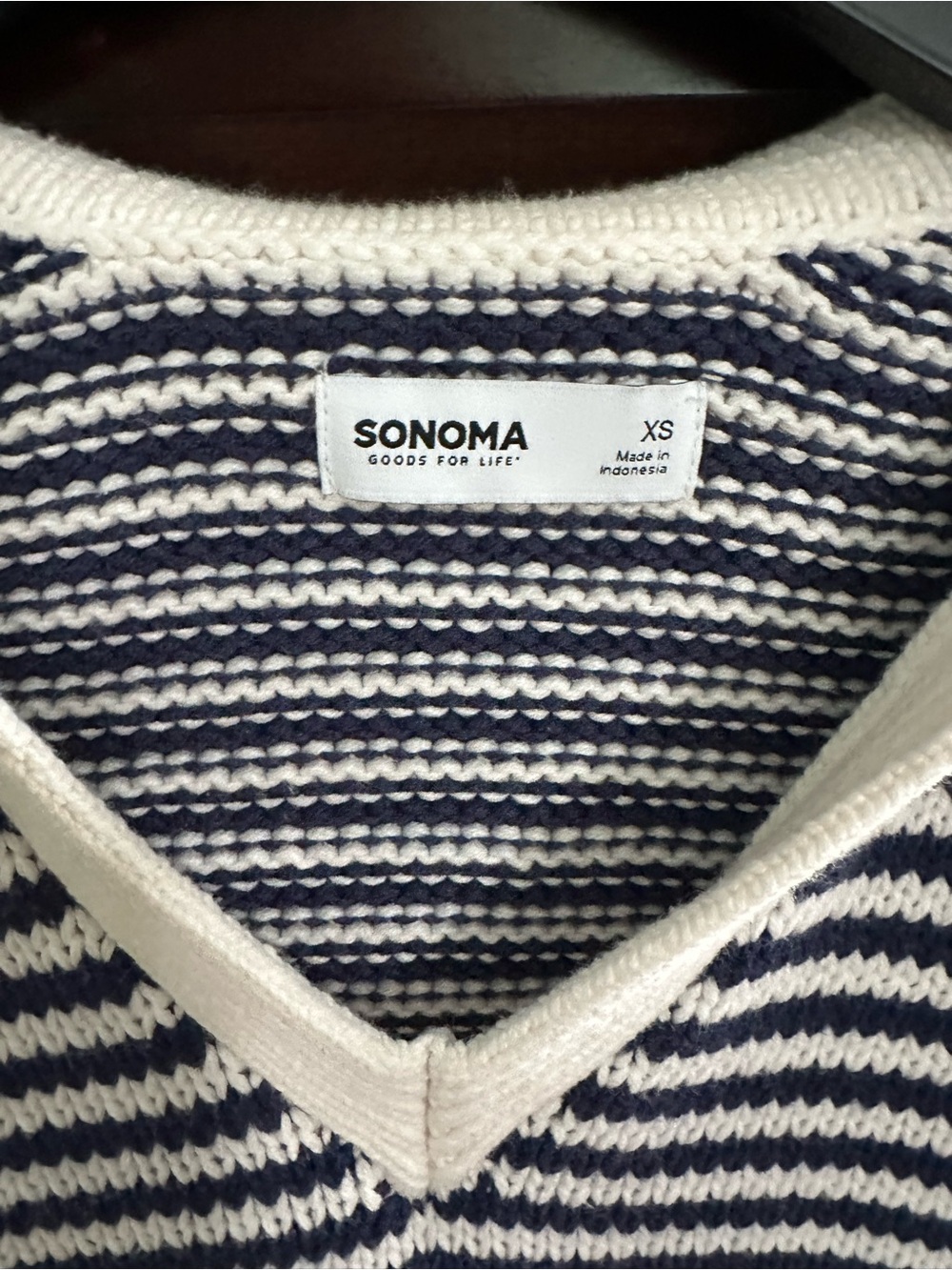 Sonoma Navy and White Striped V-Neck Sleeveless Sweater Vest - Picture 5 of 7